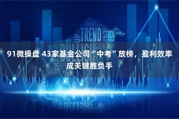 91微操盘 43家基金公司“中考”放榜，盈利效率成关键胜负手